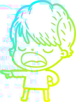 cold gradient line drawing cartoon woman talking vector