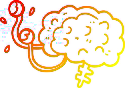 warm gradient line drawing cartoon monster brain vector