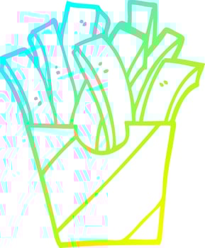 cold gradient line drawing cartoon fries vector