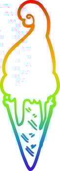 rainbow gradient line drawing cartoon ice cream vector