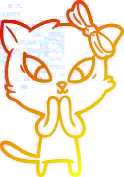 warm gradient line drawing cartoon cat vector