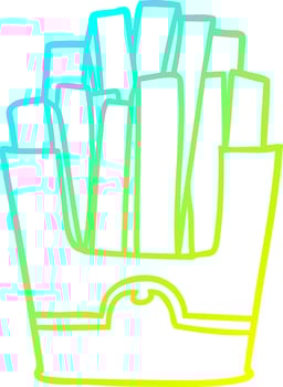 cold gradient line drawing junk food fries vector
