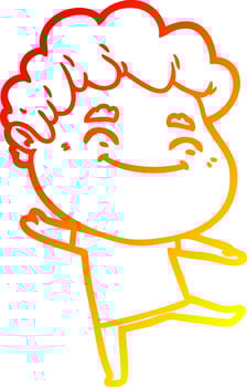 warm gradient line drawing cartoon friendly man vector