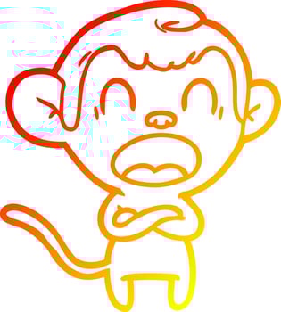 warm gradient line drawing shouting cartoon monkey vector