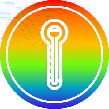 glass thermometer circular in rainbow spectrum vector