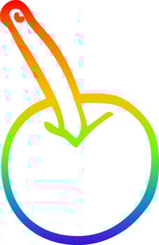 rainbow gradient line drawing cartoon cherry vector