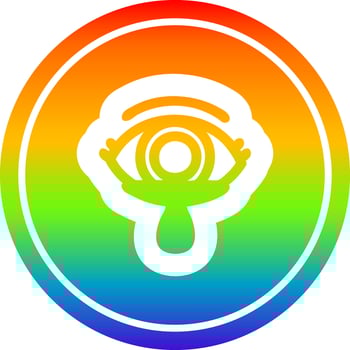 mystic eye crying blood circular in rainbow spectrum vector