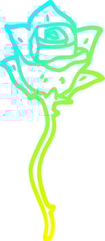 cold gradient line drawing cartoon white rose vector
