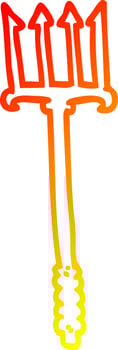 warm gradient line drawing cartoon gold trident vector