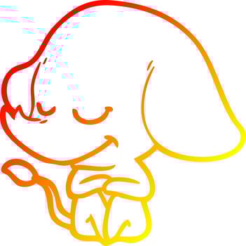 warm gradient line drawing cartoon smiling elephant vector