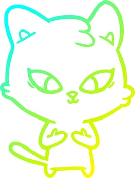 cold gradient line drawing cute cartoon cat vector
