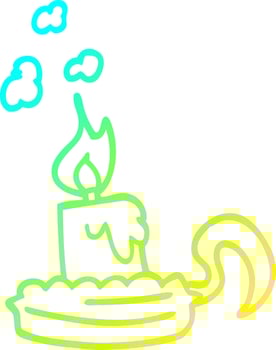 cold gradient line drawing cartoon candle in candleholder vector