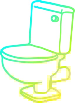 cold gradient line drawing cartoon golden toilet vector