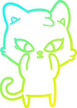 cold gradient line drawing cute cartoon cat vector