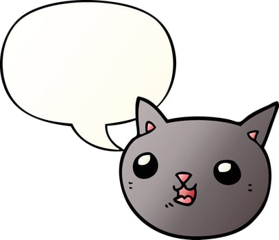 cartoon cat and speech bubble in smooth gradient style vector