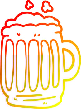 warm gradient line drawing cartoon tankard of beer vector