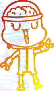 warm gradient line drawing happy cartoon robot vector