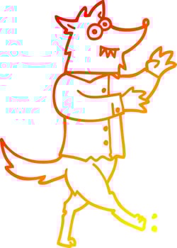 warm gradient line drawing cartoon werewolf vector