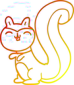 warm gradient line drawing cartoon happy squirrel vector