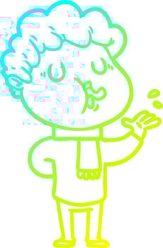 cold gradient line drawing cartoon man singing vector