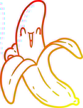warm gradient line drawing cartoon crazy happy banana vector