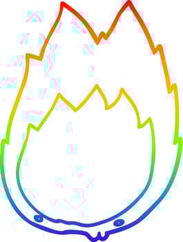 rainbow gradient line drawing cartoon flames vector