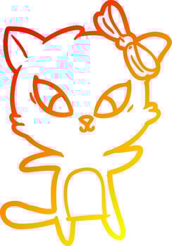 warm gradient line drawing cartoon cat vector
