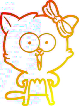 warm gradient line drawing cartoon cat vector