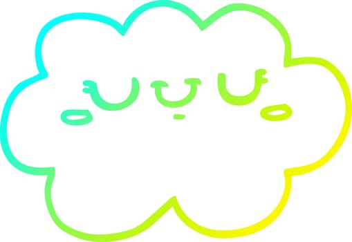 cold gradient line drawing cute cartoon cloud vector
