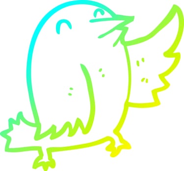 cold gradient line drawing cartoon bird vector