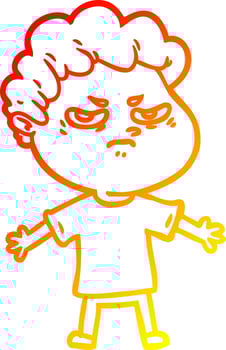 warm gradient line drawing cartoon angry man vector