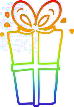 rainbow gradient line drawing wrapped gift vector