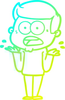 cold gradient line drawing cartoon shocked man vector