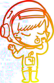 warm gradient line drawing cartoon pretty astronaut girl vector
