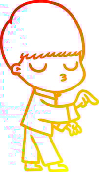 warm gradient line drawing cartoon calm boy vector