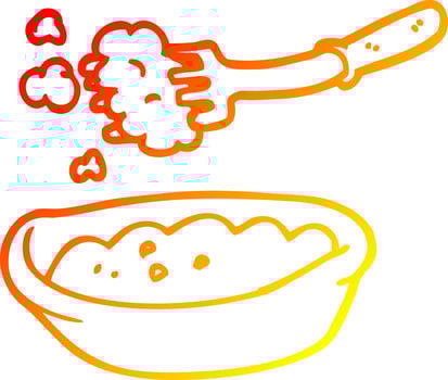 warm gradient line drawing cartoon bowl of food vector