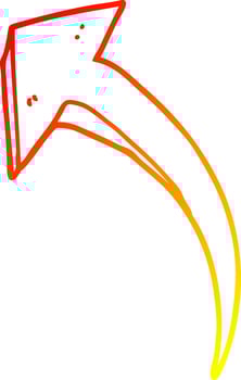 warm gradient line drawing cartoon arrow vector