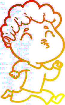 warm gradient line drawing cartoon man pouting vector