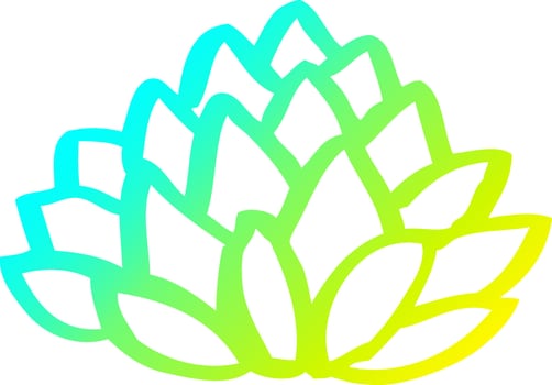 cold gradient line drawing cartoon flowering lotus vector
