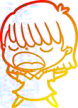 warm gradient line drawing cartoon woman talking loudly vector