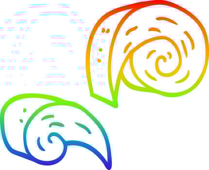 rainbow gradient line drawing cartoon decorative spiral element vector