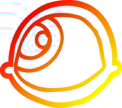 warm gradient line drawing spooky staring eyeball cartoon vector