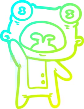 cold gradient line drawing cartoon weird alien waving vector