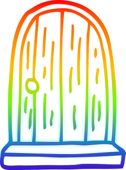 rainbow gradient line drawing cartoon round doorway vector