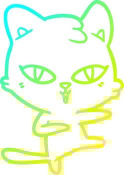 cold gradient line drawing cartoon cat vector