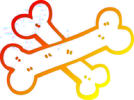 warm gradient line drawing crossed bones cartoon vector