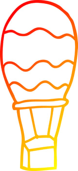 warm gradient line drawing cartoon hot air balloon vector