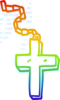 rainbow gradient line drawing cartoon metal cross vector