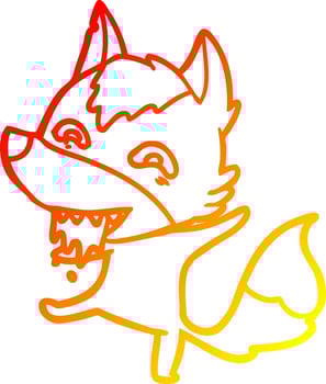 warm gradient line drawing cartoon hungry wolf vector