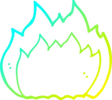 cold gradient line drawing cartoon fire vector